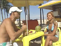 Sexy tan lines on this tasty Latina taking hard dick