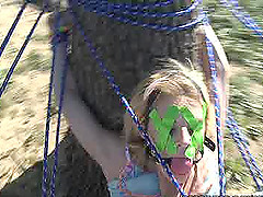 Gorgeous sweetie has her gaping pussy slammed hard