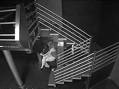 Horny Couple Getting Caught On Camera Fucking On A Stair Case