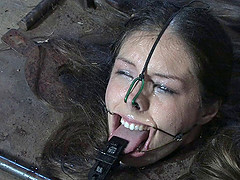Chained spanked slave screaming as her anal is drilled