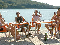Lakeside pussy drilling adventure with the curvaceous babes