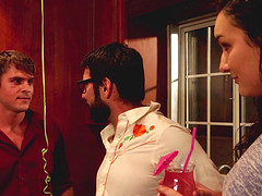 Moans as brunette pussy gets licked in reality party hardcore