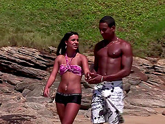 Big black cock for a hot beach fuck