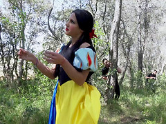 Apolonia wears a kinky costume while feasting on dicks