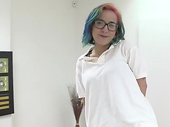 Nerdy babe Amara fucking a good-looking chocolate guy Amunike
