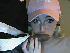 Cute Blonde Tranny Sucks Her Sugar Daddy's Cock