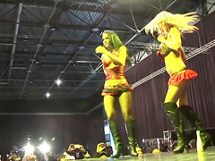 extreme hot threesome reality sex show on public sex fair show stage