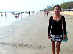 Casual asian teen sucks a dong like a professional slut