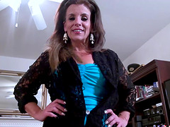 Sexy mature stripping down seductively and playing with adult toys