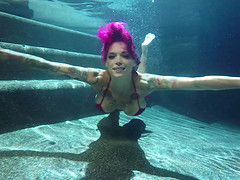 Anna Bell Peaks swimming in the pool, getting fucked and cummed on the ass