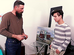 Daddy teaches virgin BF to suck and fuck