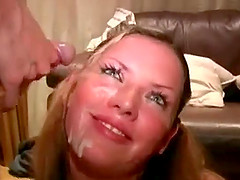 Amateur chick in stockings with big tits in gang bang