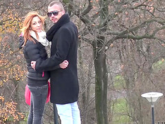 For money sexy redhead is ready to cheat on her dumb man