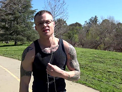 Blonde gay guy with glasses picked up on the street and fucked