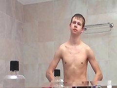 Skinny teen gay dude blows and rides his well hung boyfriend at home