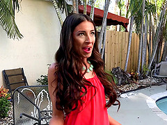 Brunette Latina MILF Cameron Canela takes every last drop in her mouth