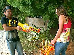 Victoria Lawson Rides A Hard Cock After Playing Butt Naked With Toy Guns