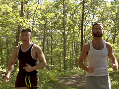 Mature bearded gay man masturbates while thinking about his friend