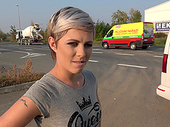 Hitchhiker Ruth rides a big dick in a car on her way home