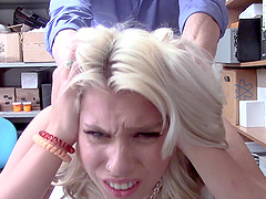 Blonde teen Chanel Grey fucked roughly doggy style in the office