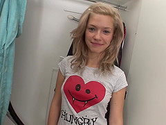 Thirsty blonde teen slut Bibi Noel needs cum in her slutty mouth
