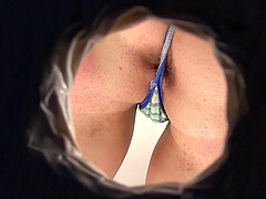 Mattie Borders shows her asshole through a glory hole and gets a cock