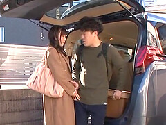 Huge cumshot over big boobs of Japanese babe in a car