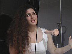 Chubby amateur brunette babe Lili squirts in the shower