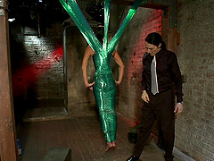 Tied London River is ready for a new sex experience with her friend