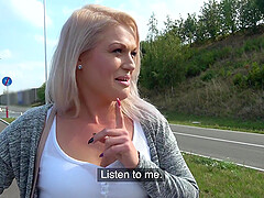 After dick eating Angella Luxxx sits on a stranger's hard penis