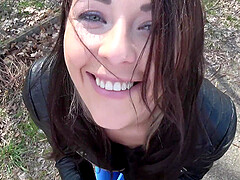 After a blowjob Carolina Star sits on a stranger's hard penis