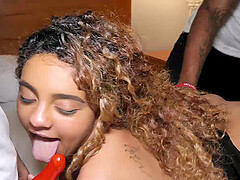 teen newbie mila mclaren getting turned out by pornstars