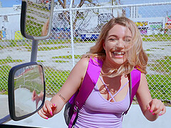 Abby Adams likes sticky man juice on her face and open mouth