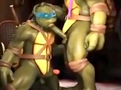 3D gay game with Ninja Turtles banging in different positions