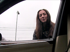 Amateur brunette girl Aruna gives roadhead and fucks a stranger