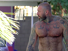 Big horny dude masturbates in the open and gets his desires fulfilled