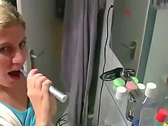 German making a delicious blowjob in the bathroom