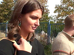 Outdoor fucking in the Czech streets with brunette Nikola Jiraskova