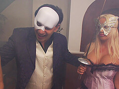 Clothed blonde sluts Alexandra Cat and Antonia Deona share one dick