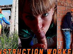 Russian teen was caught by the Builder when she masturbated