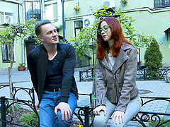 Redhead hottie Lagoon Blaze agrees to have sex with a stranger