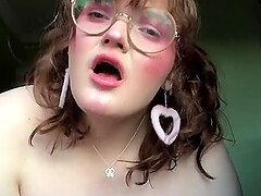 British BBW in glasses masturbates on webcam
