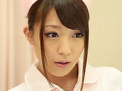 Messy facial ending for beautiful Japanese nurse Kashii Ria