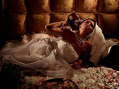 Romantic interracial sex between cute bride Kira Queen and her hubby