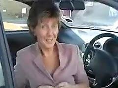 British lady in stocking flash on public