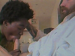 Ebony bitch suck white cock