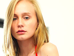 Skinny blonde girl Alicia Williams enjoys playing with a vibrator