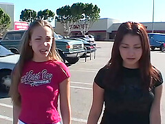 Cum loving babes Allie Ray and Paris B. get fucked by a lucky guy