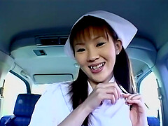 Closeup video of cute Mari Yamada giving a sloppy BJ in the car